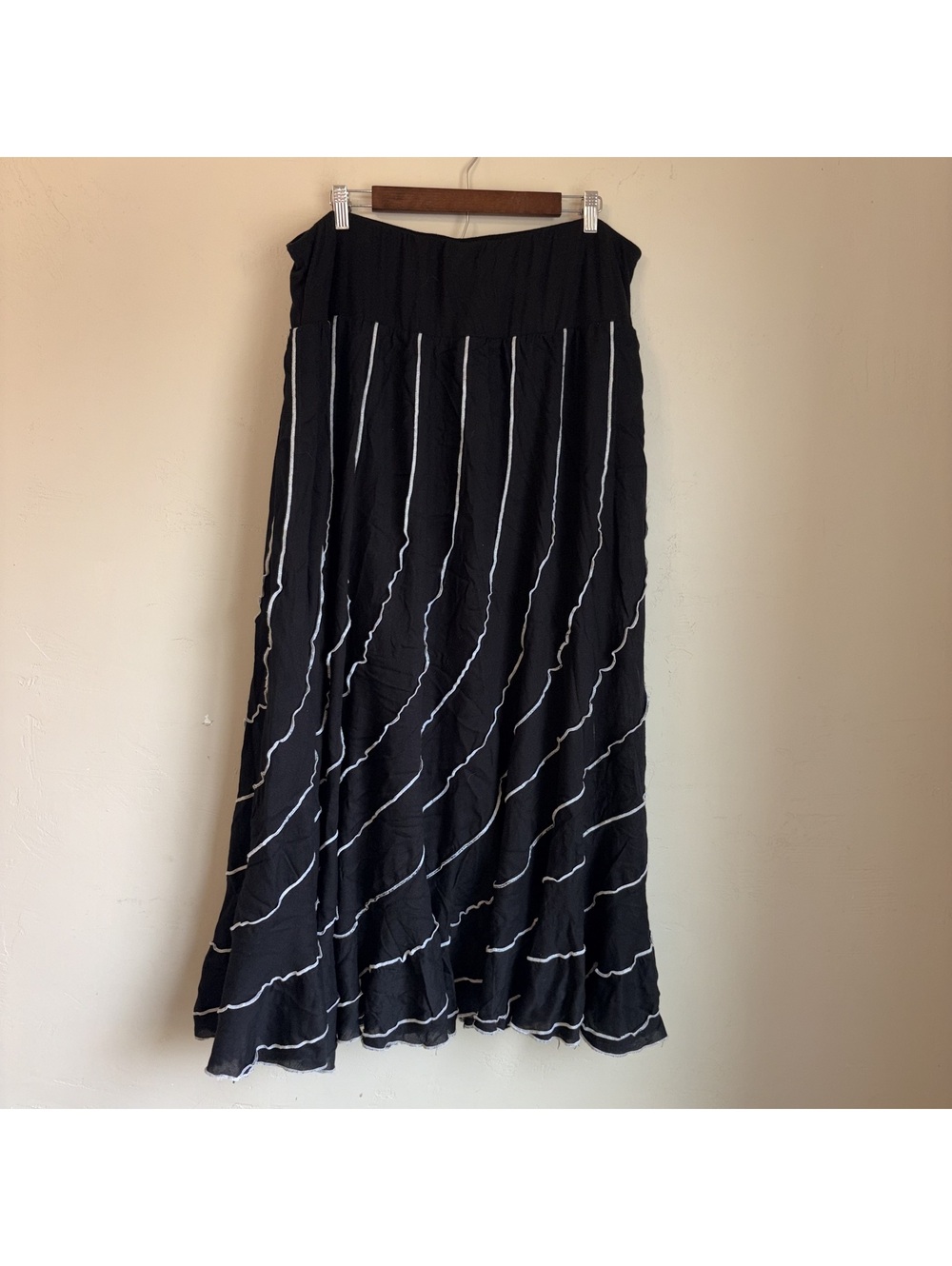 Soft Surroundings Women's Plus Size 1X Black White Stitch Maxi Skirt Boho Long - Picture 3 of 6